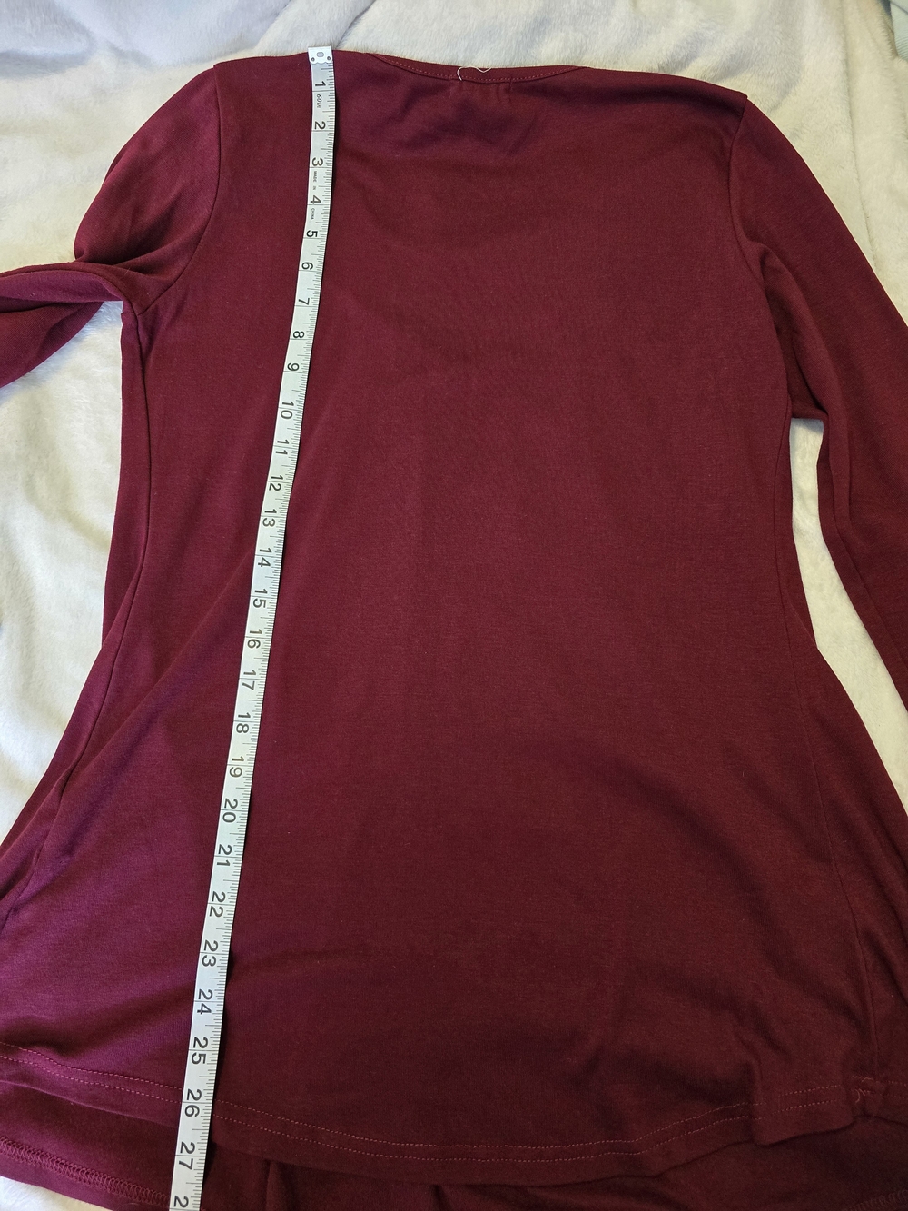 Bulotus Burgundy Long Sleeve Pleated Babydoll Tunic Top Size Small - Picture 4 of 5